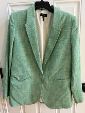 ME+EM Light Green Plaid Single-Button Blazer